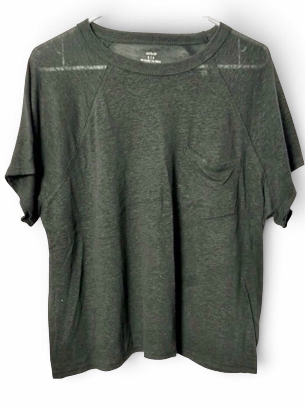 Aerie Oversized Women's Heathered Black Pocket Tee Size Small Petite